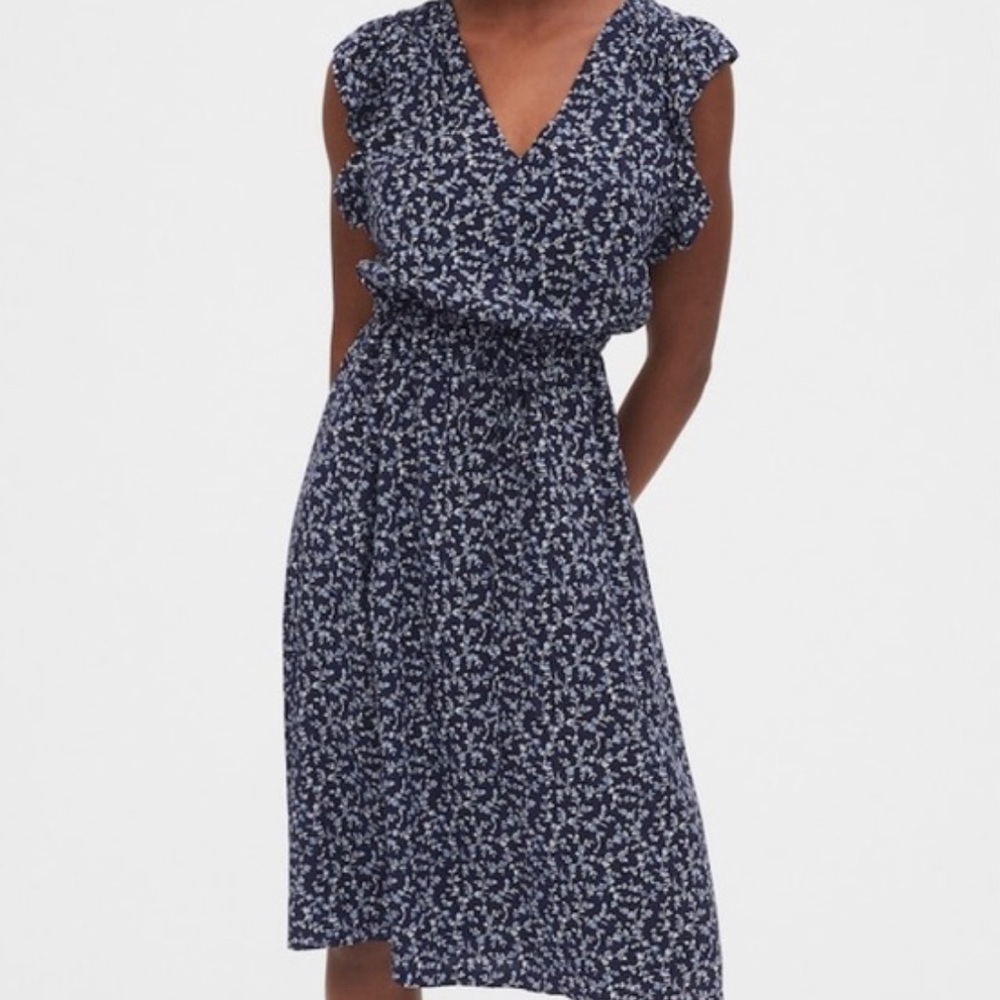 GAP Blue and White Midi Dress